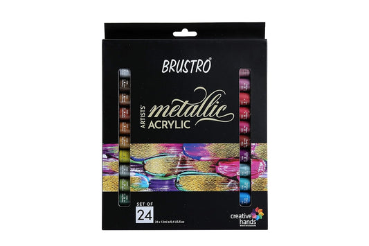 BRUSTRO Artist's Metallic Acrylic Colour Set, 12ml