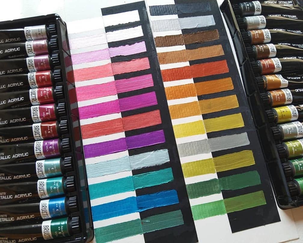 BRUSTRO Artist's Metallic Acrylic Colour Set, 12ml
