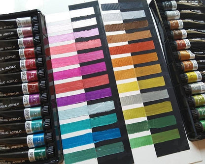 BRUSTRO Artist's Metallic Acrylic Colour Set, 12ml