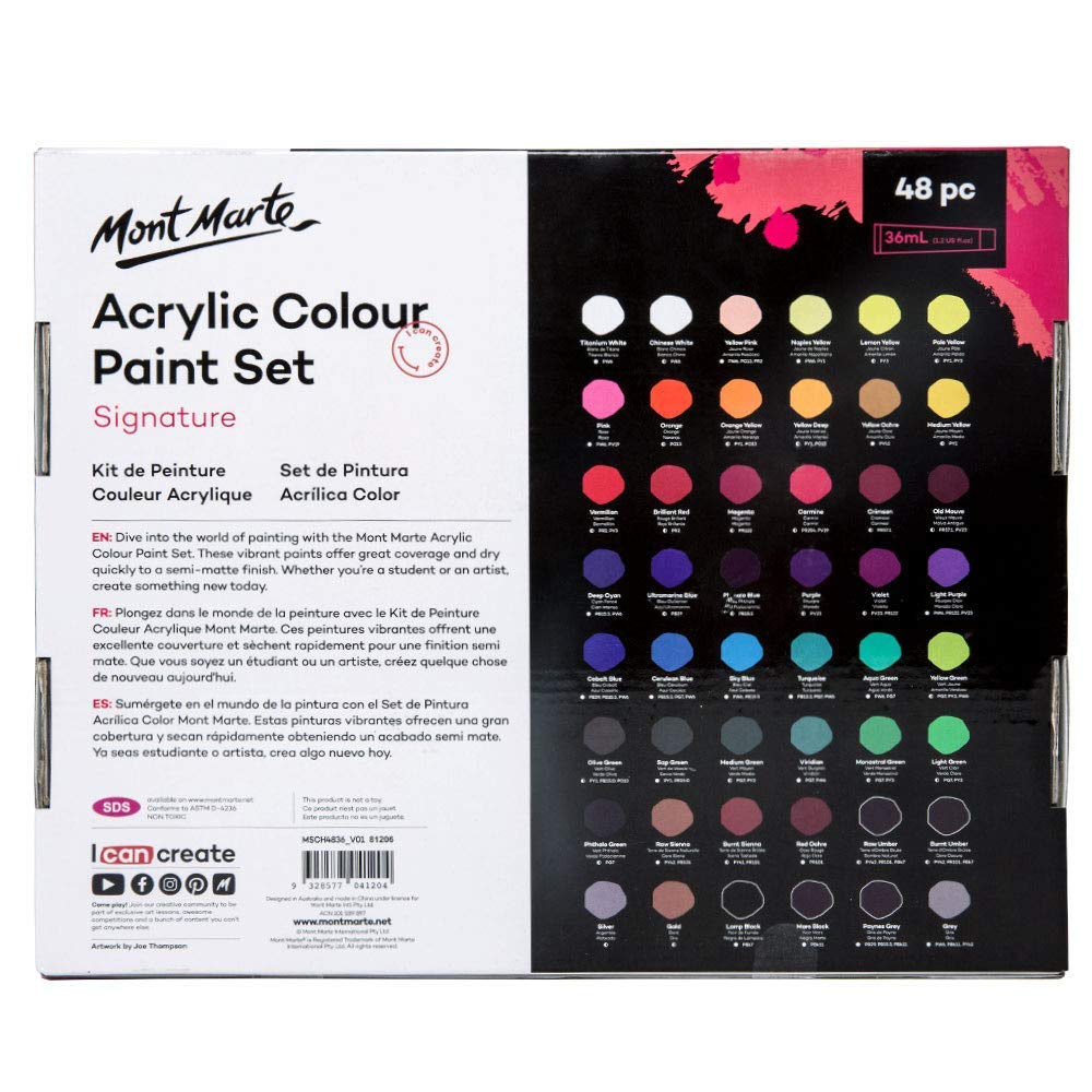 Mont Marte Acrylic Paints 48 X36 ml