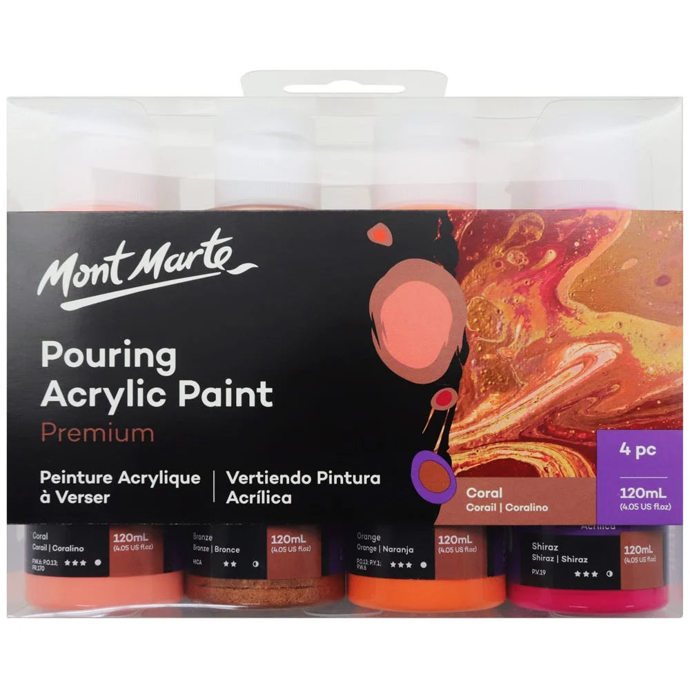 Mont Marte Premium Pouring Acrylic 120ml 4pc - Coral