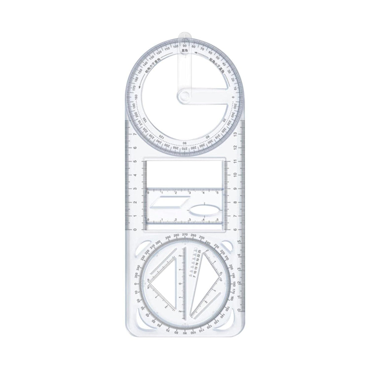 Multifunctional Geometric Ruler Mathematics Drawing Template for Woodworking Style A