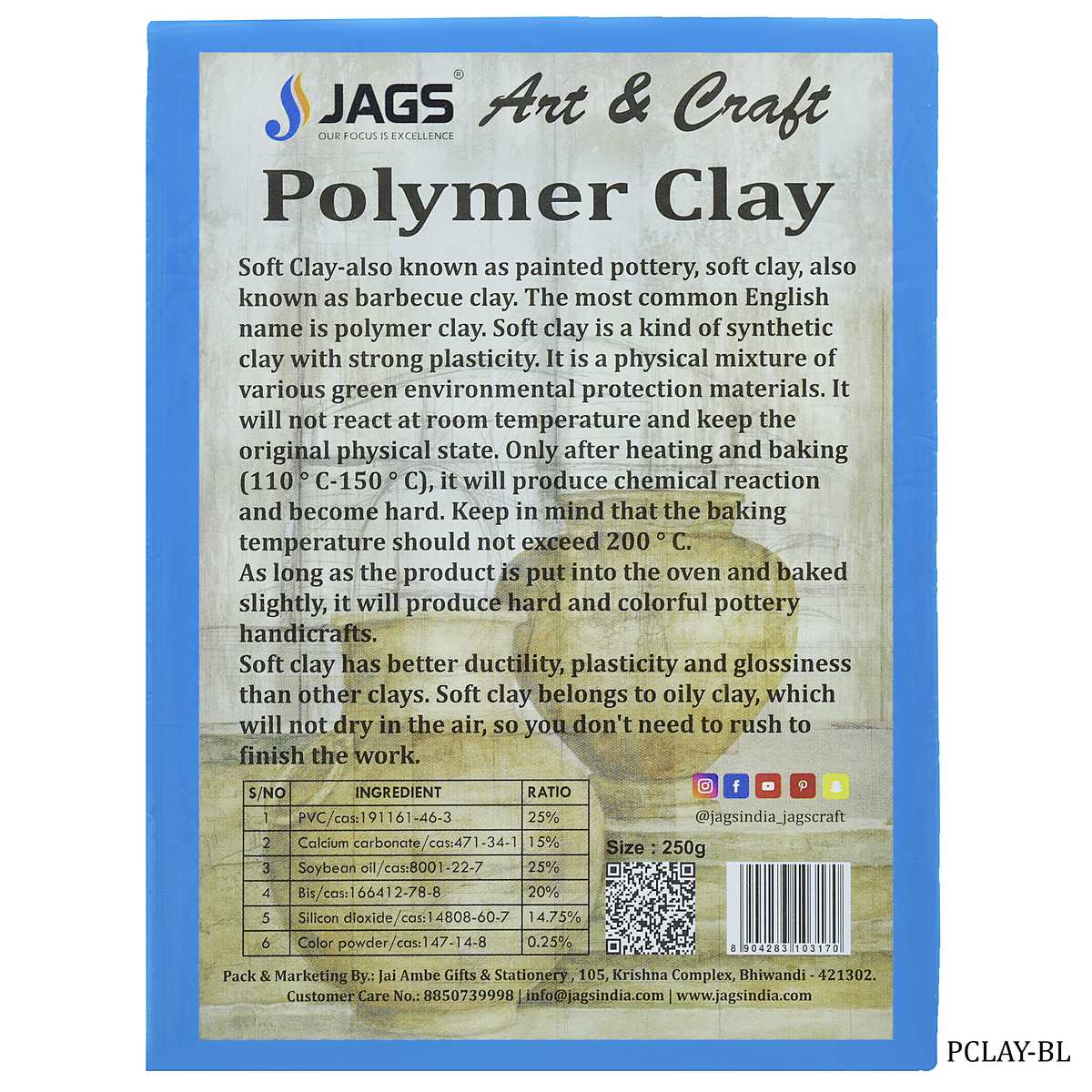 Jags Polymer Clay 250g