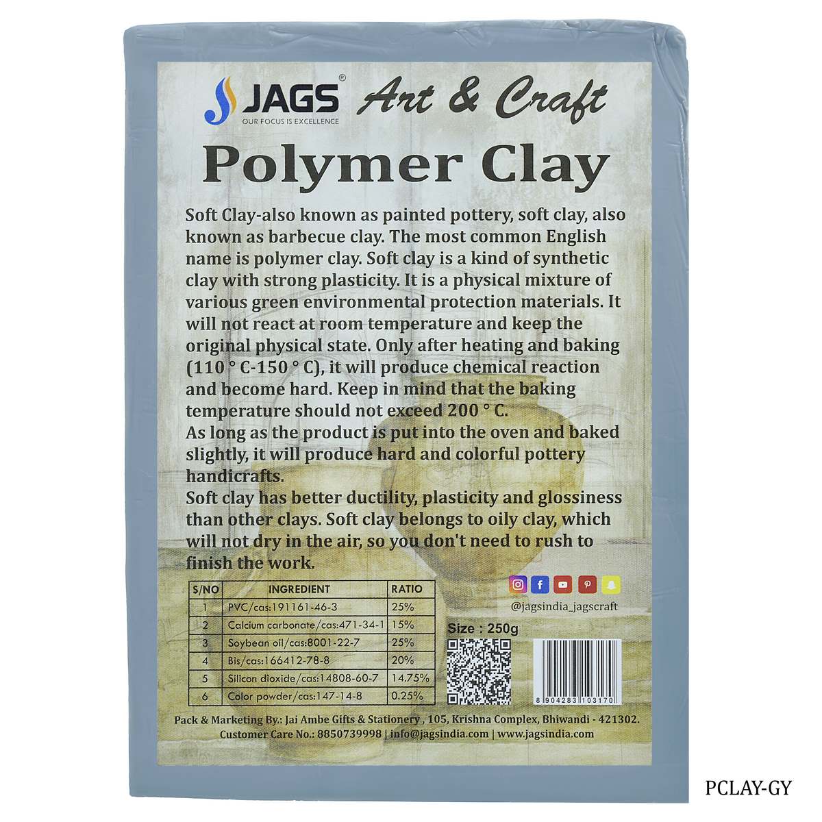 Jags Polymer Clay 250g