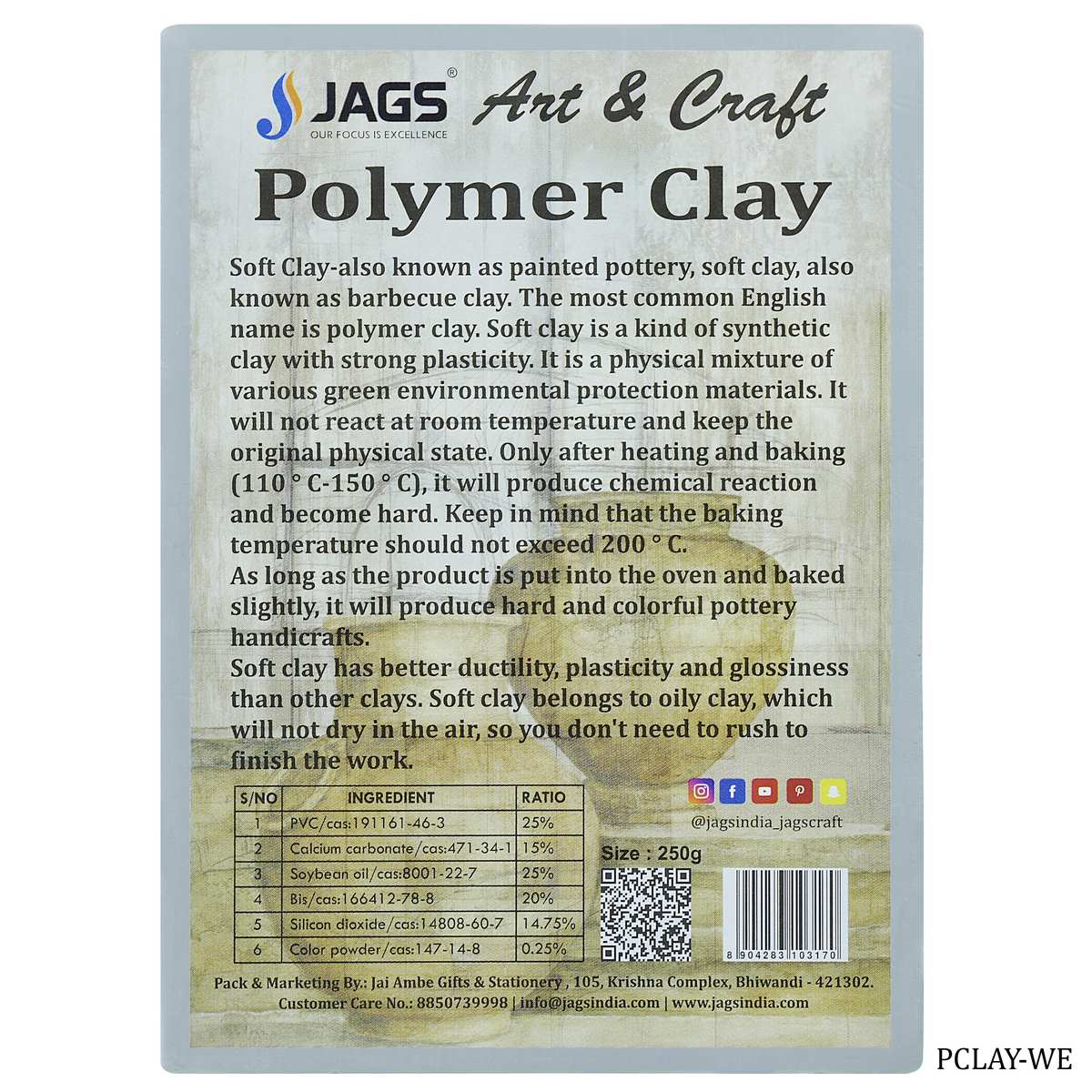 Jags Polymer Clay 250g