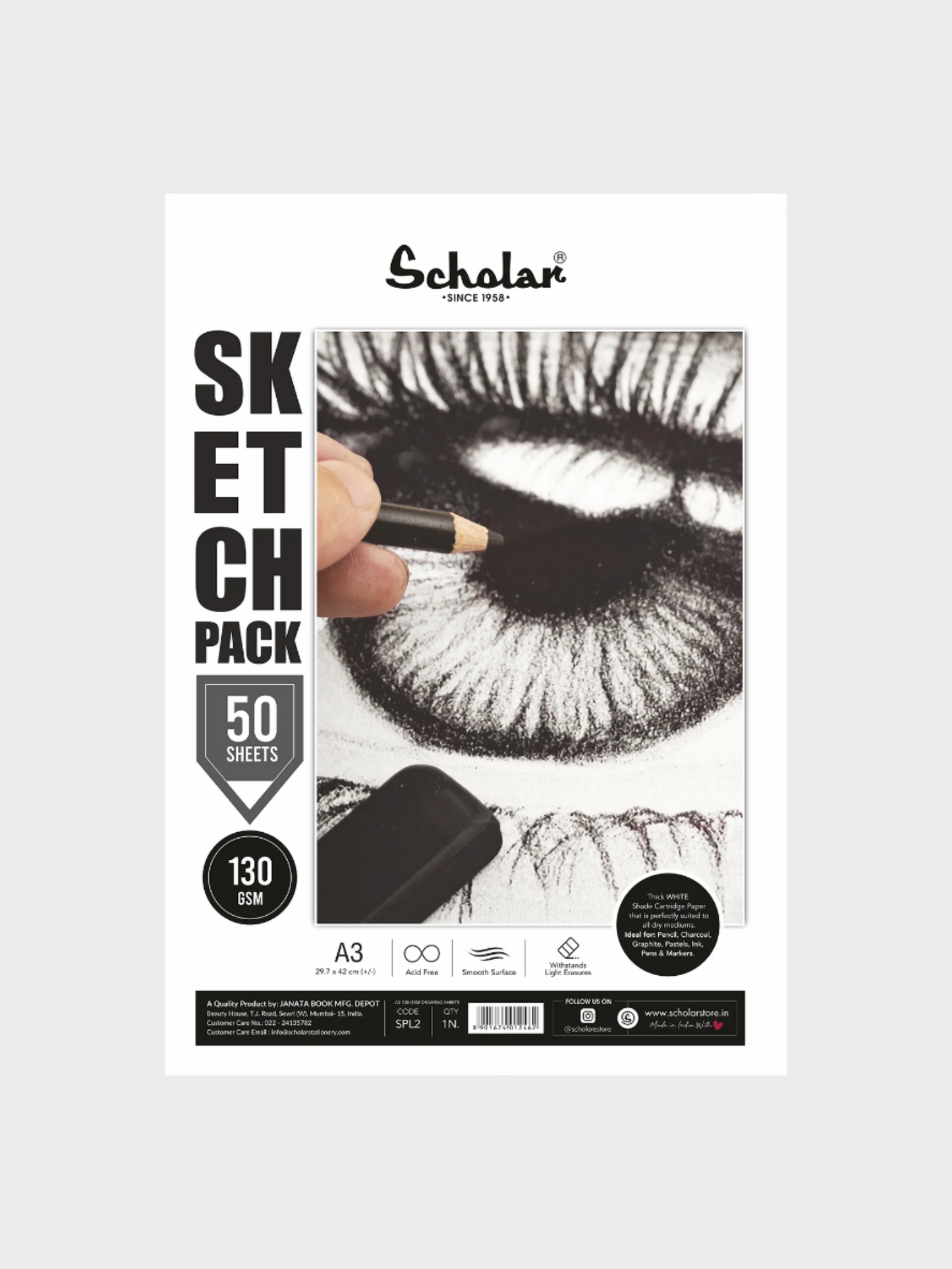 Scholar Cartridge Paper - White, 130gsm