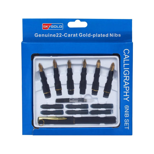 SKYGOOD Calligraphy Pen Set Of 6 Different Tip Nibs & 6 Ink Catridges & 1 Extra set of Barrel