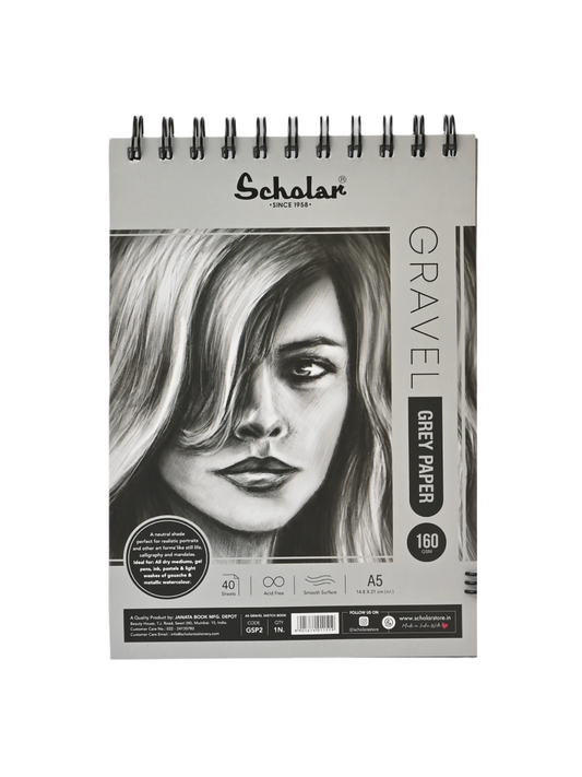 Scholar Grey Paper Gravel Sketch Pad, 160gsm