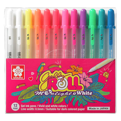Sakura Gelly Roll Moonlight Pack of 12 Pens in Assorted colors (10 moonlight & 2 Whtie pens)
