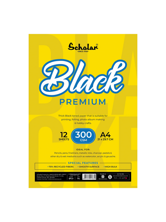 Scholar 300 Gsm Black Paper - Loose Sheets