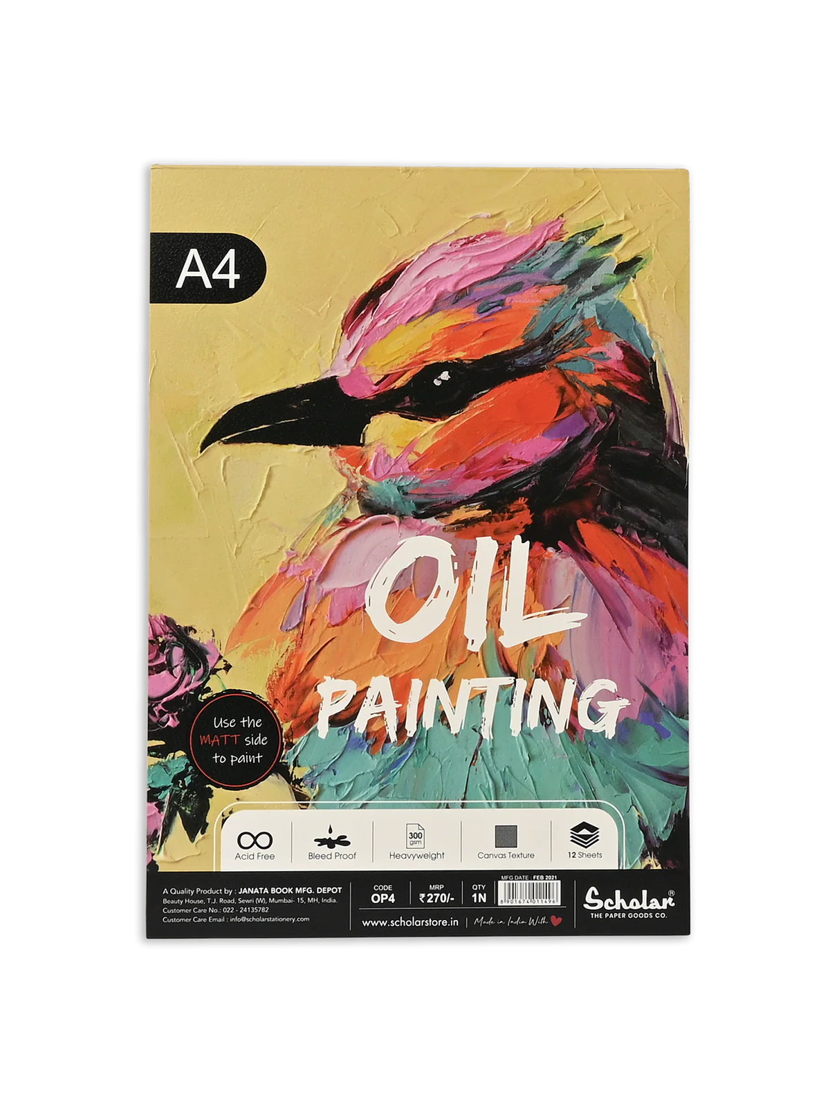Scholar 300 Gsm Oil Painting Paper Pad (12 Sheets) - A4