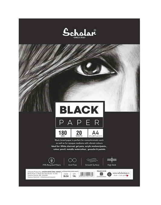 Scholar 180 Gsm Black Paper - Loose Sheets