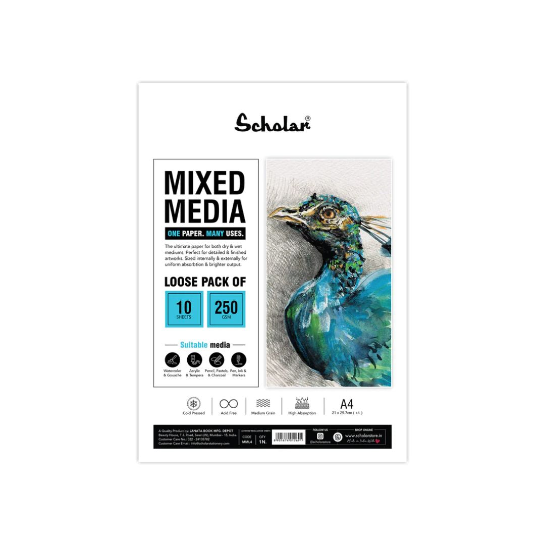 Scholar 250 Gsm Mixed Media Paper - Loose Sheets