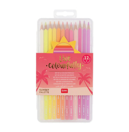 Set Of 12 Colouring Pencils Live Colourfully Sunset Palette