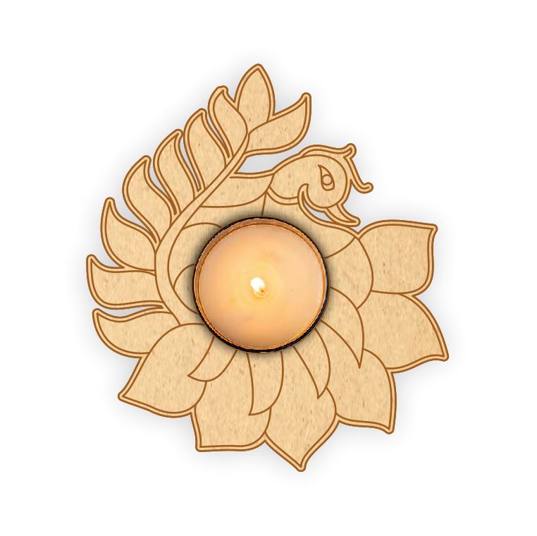 Tea Light Holder - Right Facing Peacock