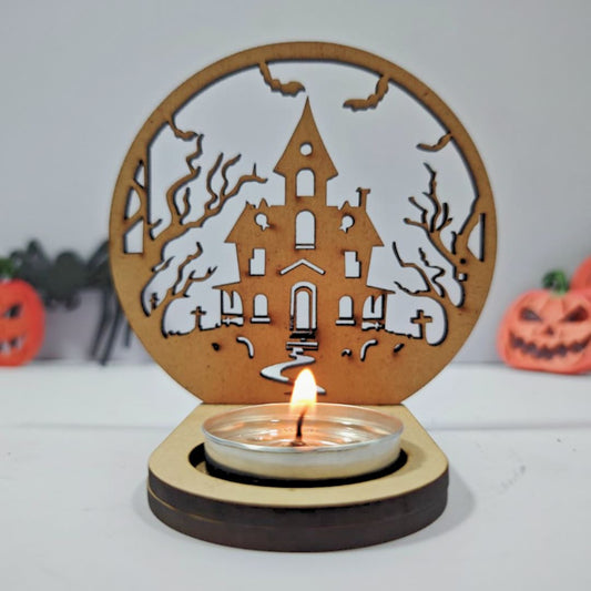 Halloween Tea Light Holder - Haunted House
