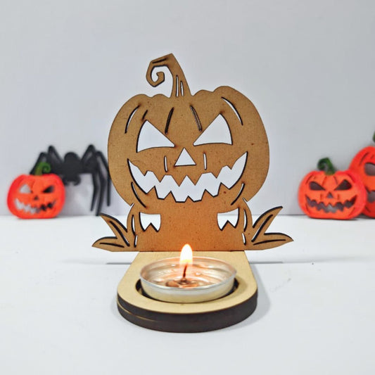 Halloween Tea Light Holder - Scary Pumpkin