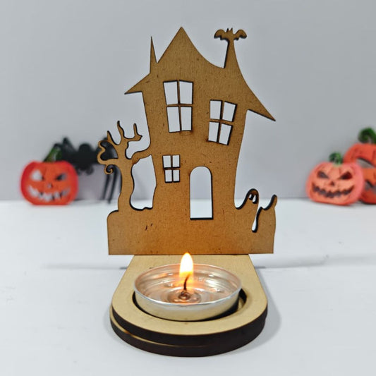Halloween Tea Light Holder - Haunted House 2