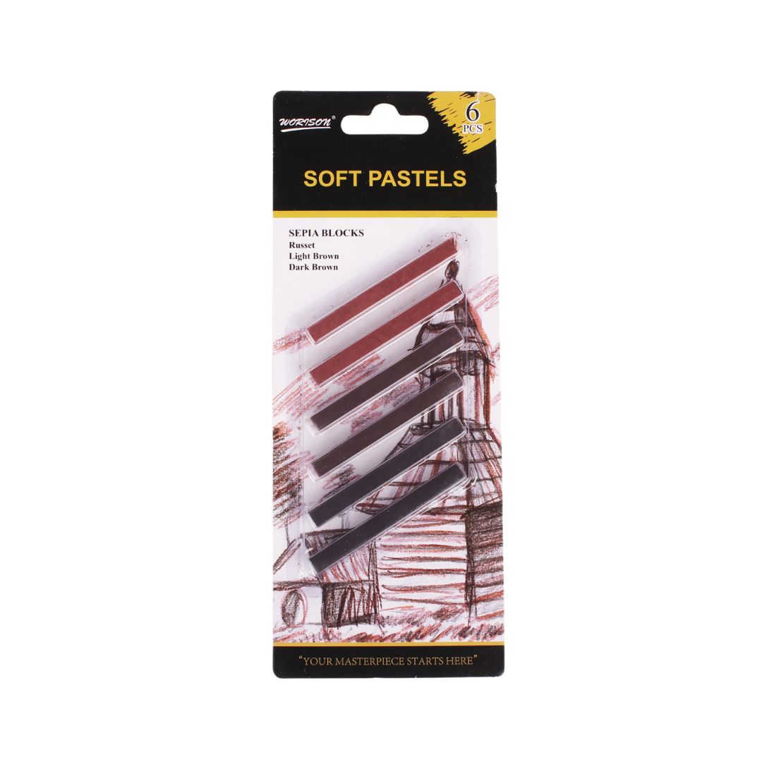 WORISONS Soft Pastels Sepia Blocks Set of 6pcs