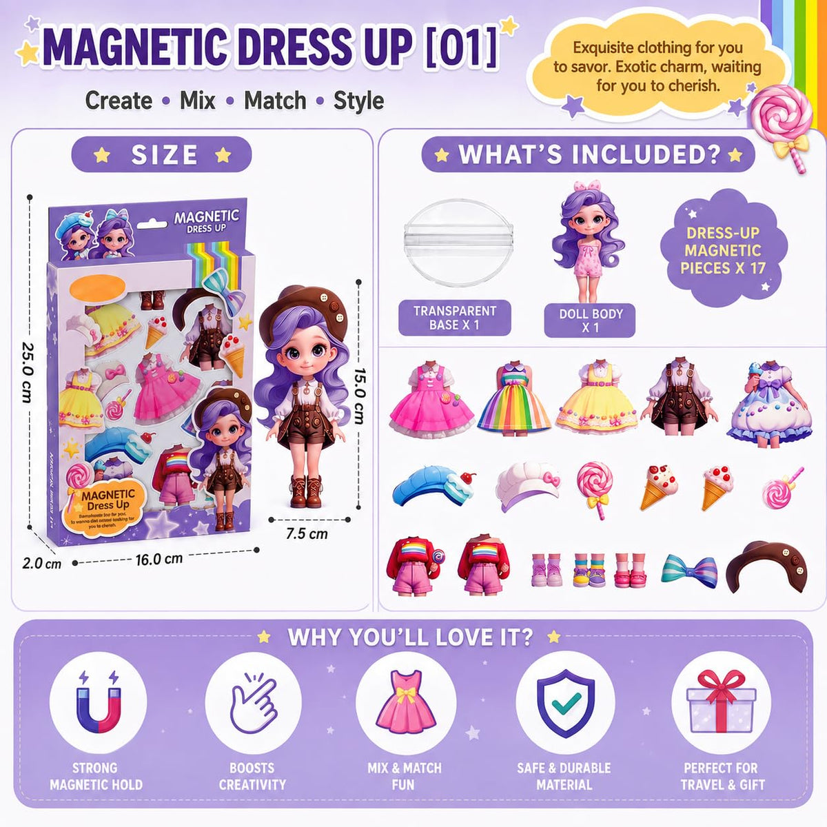 DIY Magnetic Fashion Dress up Puzzle Doll