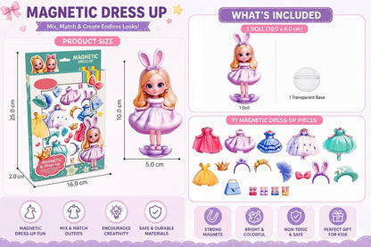DIY Magnetic Fashion Dress up Puzzle Doll