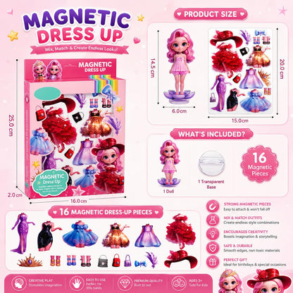 DIY Magnetic Fashion Dress up Puzzle Doll