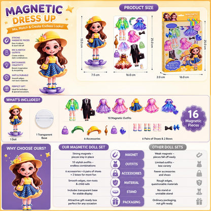 DIY Magnetic Fashion Dress up Puzzle Doll