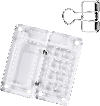 Grid Portable Travel Acrylic Palette, Mini Palette with Magnetic Lid and Clip