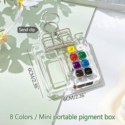 Grid Portable Travel Acrylic Palette, Mini Palette with Magnetic Lid and Clip
