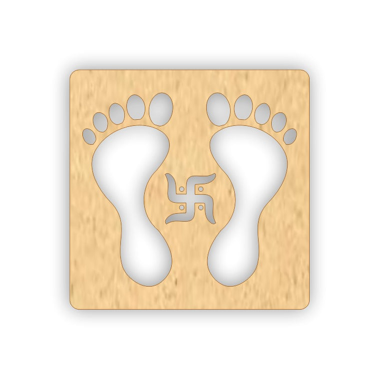 MDF Rangoli Stencil - Laxmi Charan Paduka with Swastik