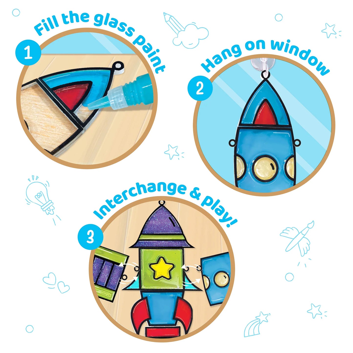 Imagimake Window Art Rocket | Glass Painting Kit