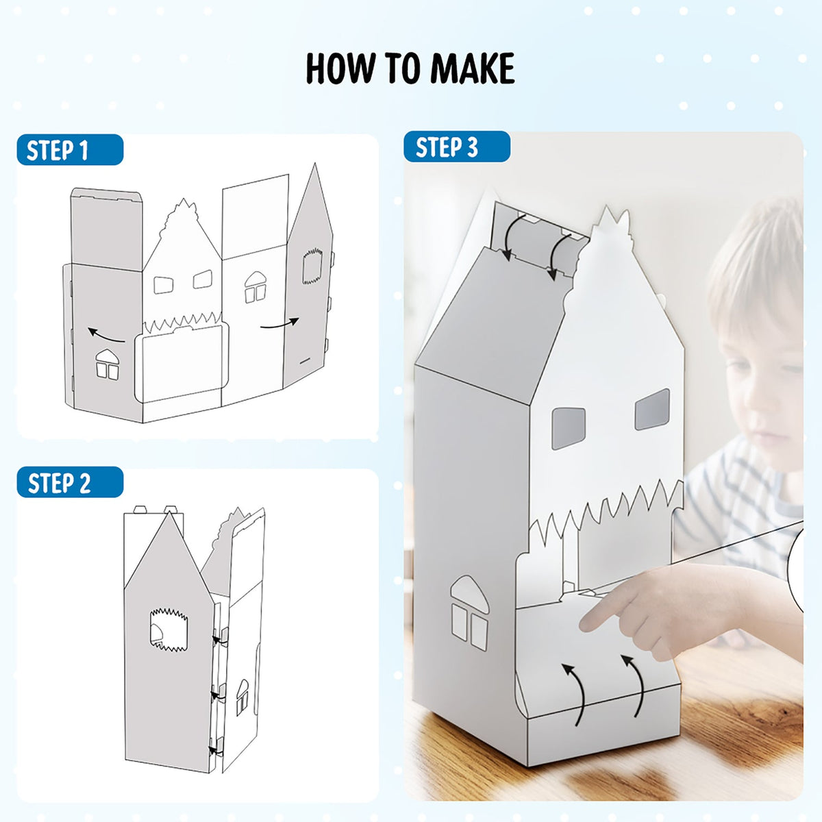 Unikplay Whimsy Monster Jumbo DIY House Kit With 12 Colouring Markers & 4 Characters, Pack of 1