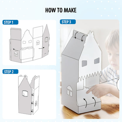 Unikplay Whimsy Monster Jumbo DIY House Kit With 12 Colouring Markers & 4 Characters, Pack of 1