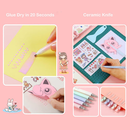 Scrapbooking Tools with Glue, Shovel, Pen Cutter for Crafts (No Tweezers)