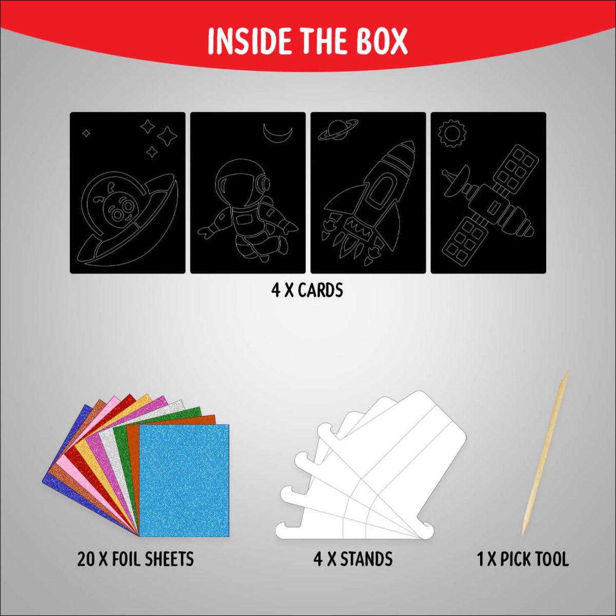 UnikPlay Foil Art Kit - Space - Create Astronaut, Rocket & More Foil Cards