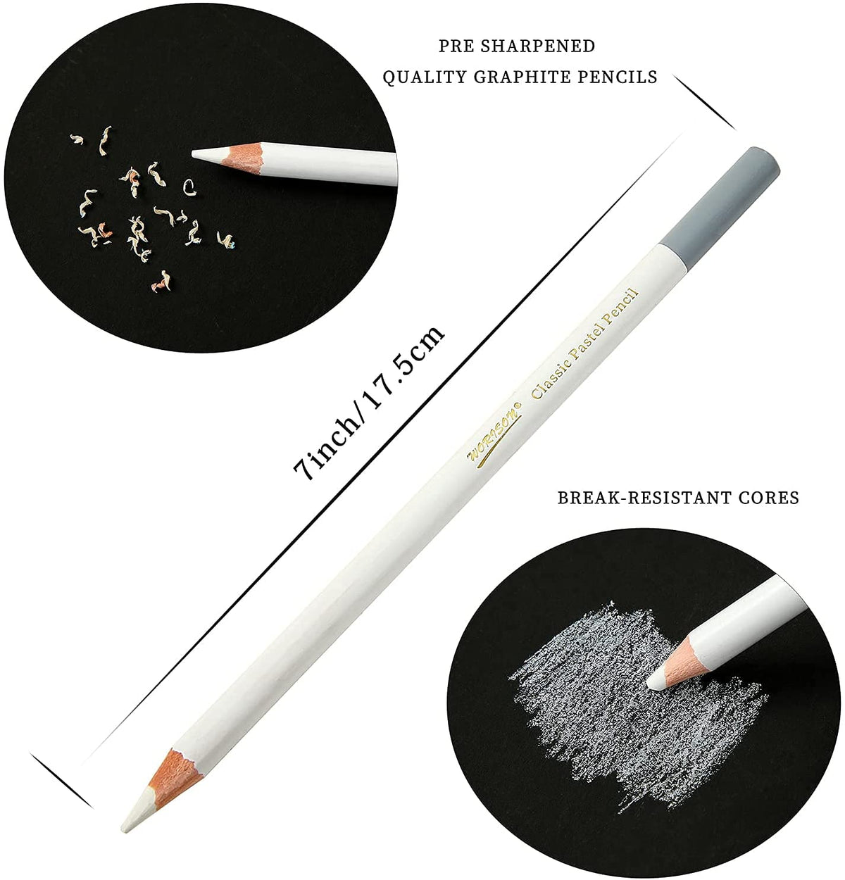 Worison Classic Soft Charcoal Pastel Pencil Set Of 4 Pc